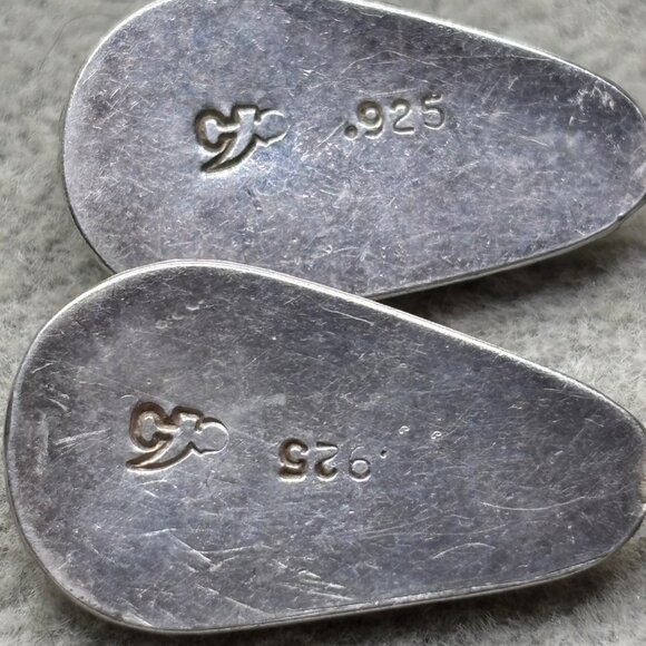 Vtg 925 Silver Mother Of Pearl Onyx Drop Earrings Sante Fe Origin Southwestern - Picture 3 of 12